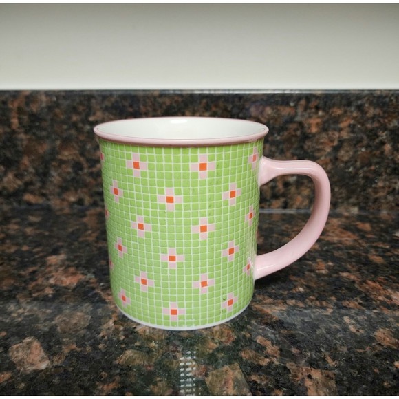 Starbucks Other - 2004 Starbucks MOSAIC Tile Ceramic Coffee Mug Barista Pink Green - FLAW